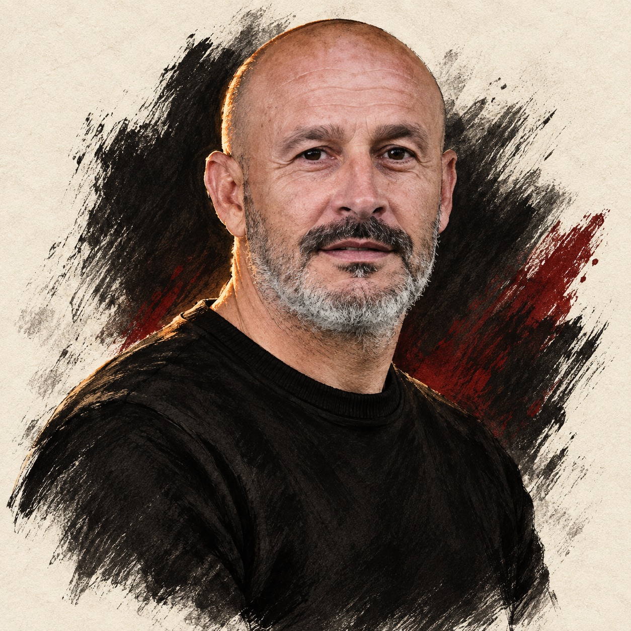 Yapay zekâ ile üretilmiş temsili illüstrasyon. Vincenzo Italiano — resmî kimlik referansından çizilmiş, logosuz siyah üstlü özgün Kara Mürekkep portresi.