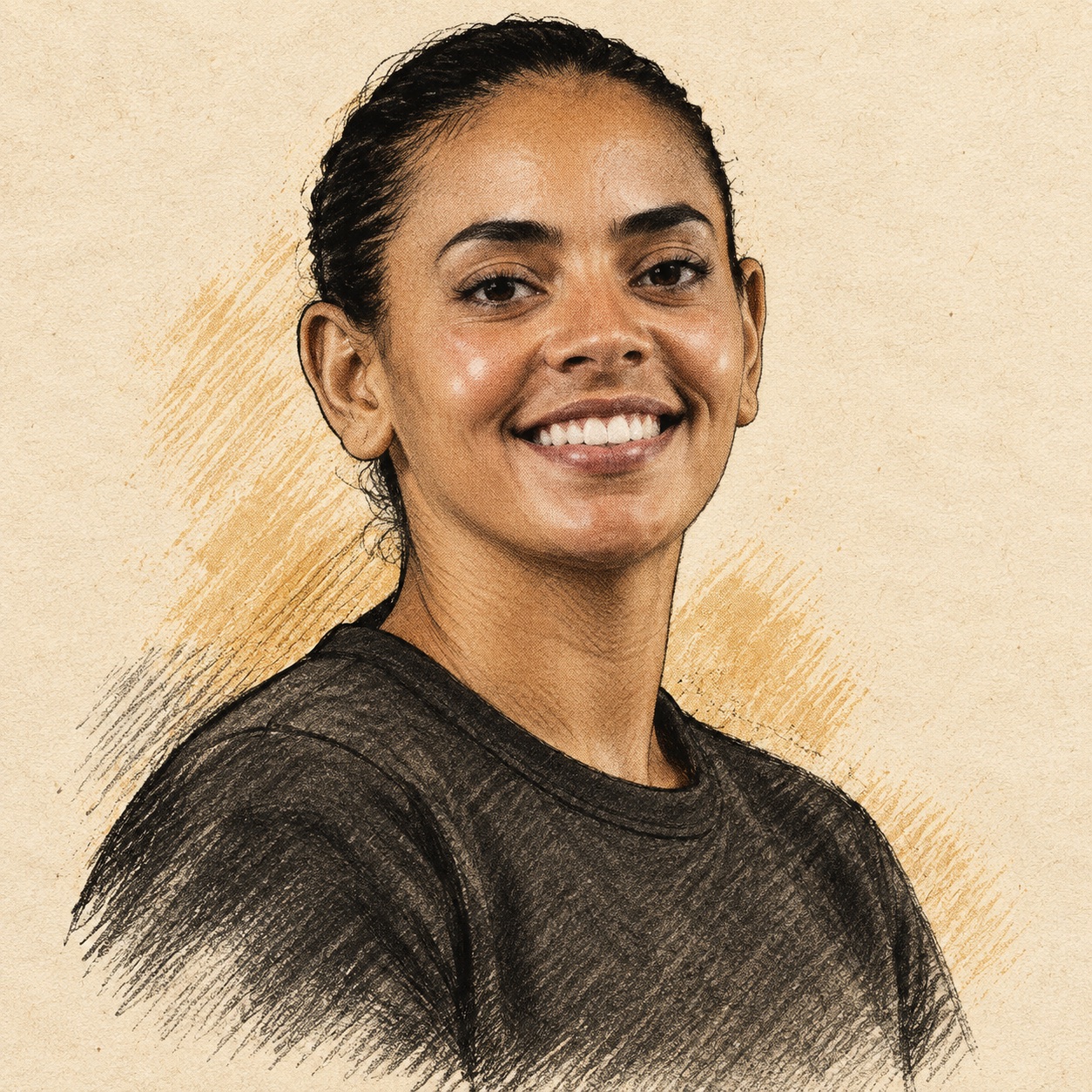 Yapay zekâ ile üretilmiş temsili illüstrasyon. Rafaela Sudre Dos Santos — resmî kimlik referansından çizilmiş özgün Kara Mürekkep portresi.